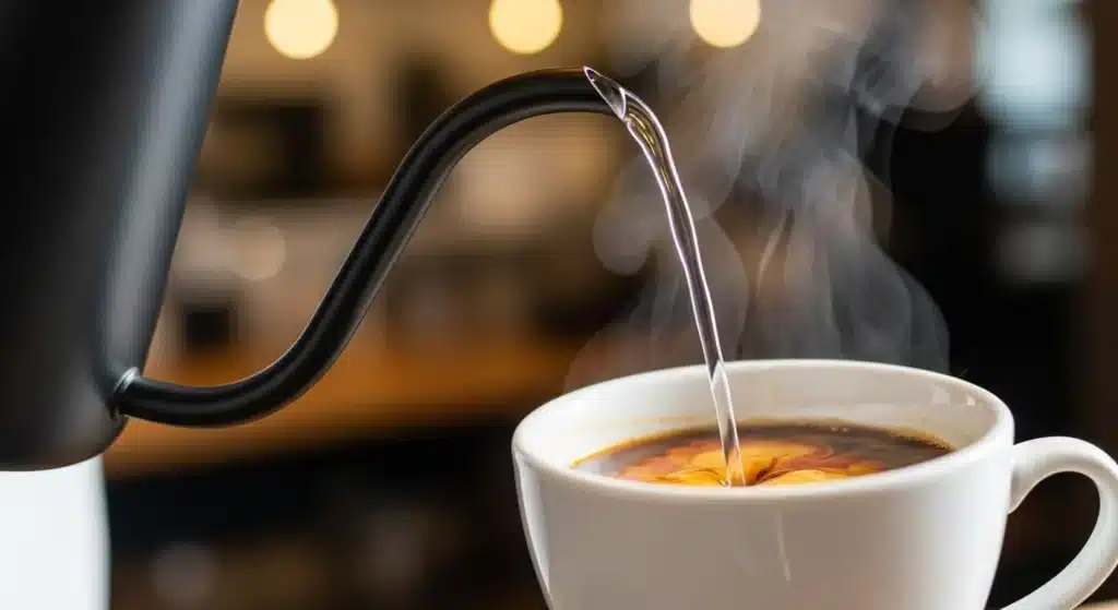 Процесс приготовления кофе американо