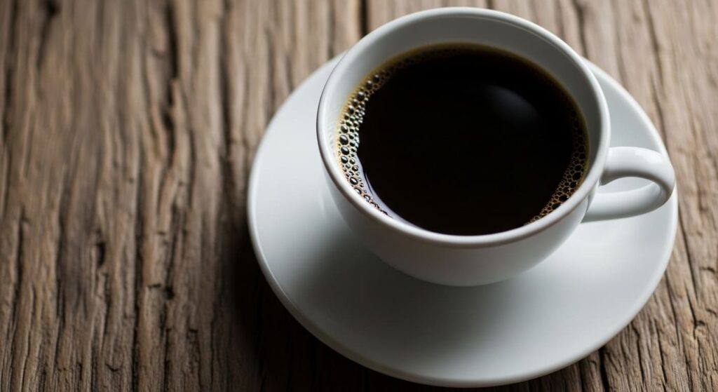 Чашка с свежим черным кофе.